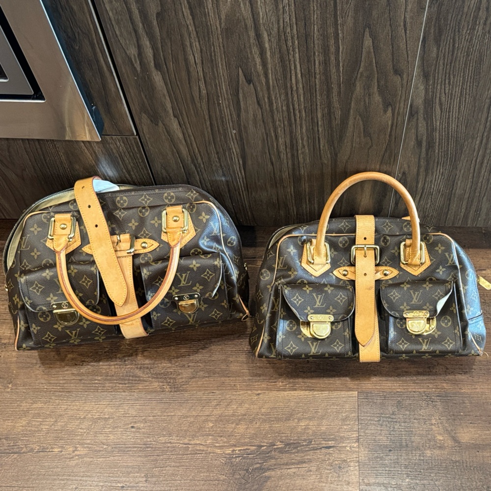 Two (2) Louis Vuitton Brown and Tan Monogram Manhattan Bags GM
